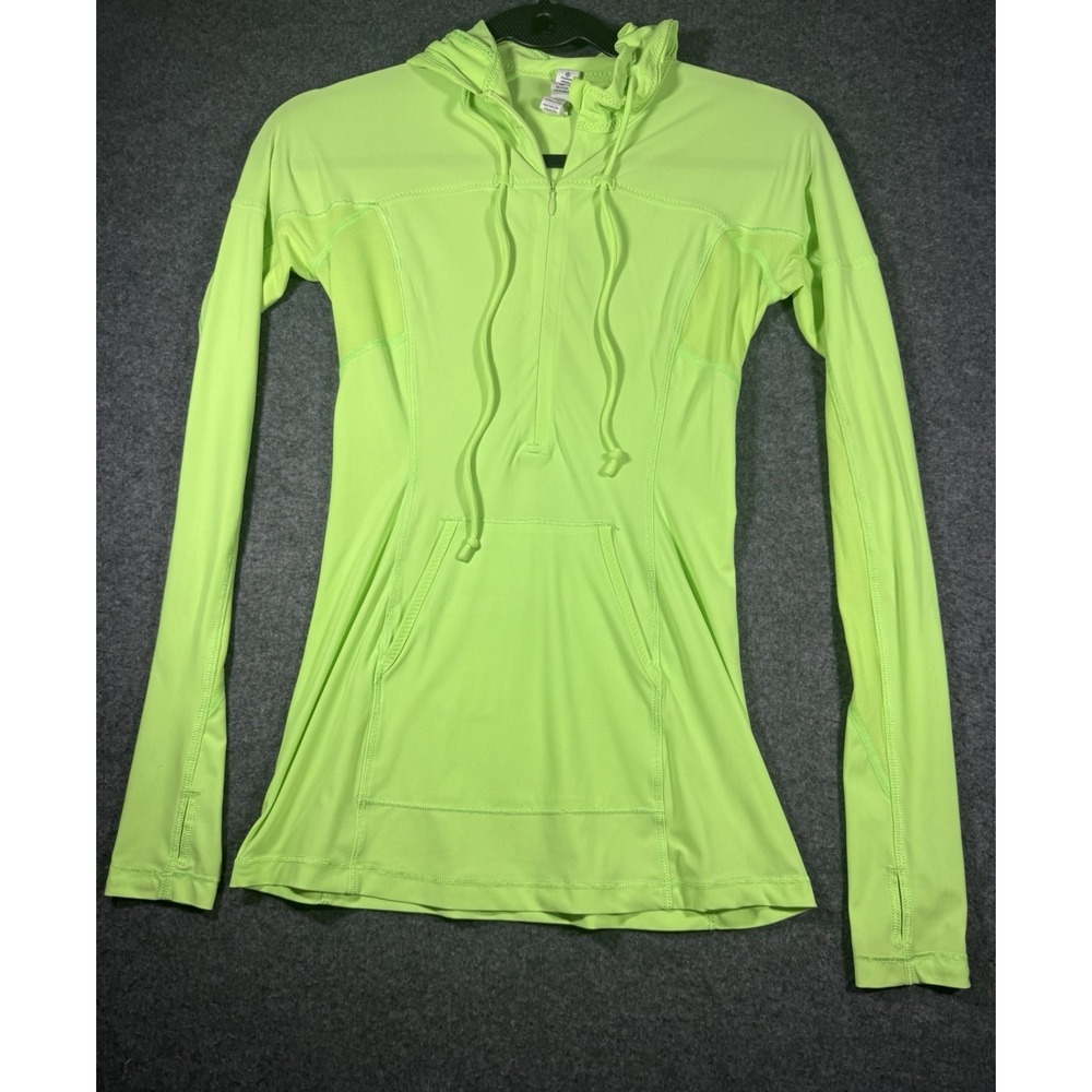 Lululemon Athletica Women's Lightened Up 1/2 Zip Long Sleeve Pullover HoodieNeon